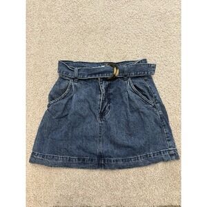 We The Free People Womens 29 Jade Belted Denim Pleated Mini Skirt Pockets